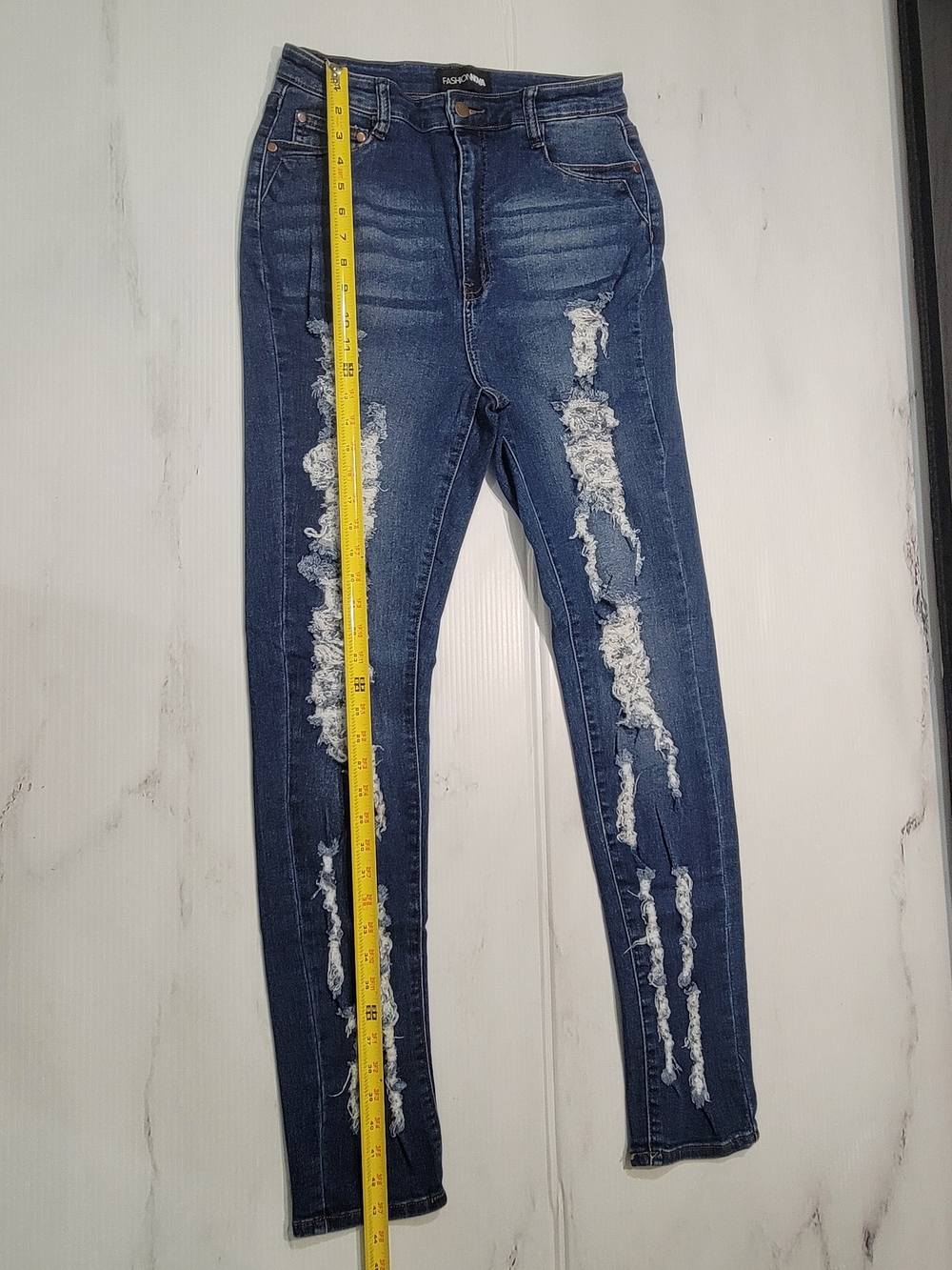 FASHION NOVA High Waist Ripped Shredded Skinny Jeans 13